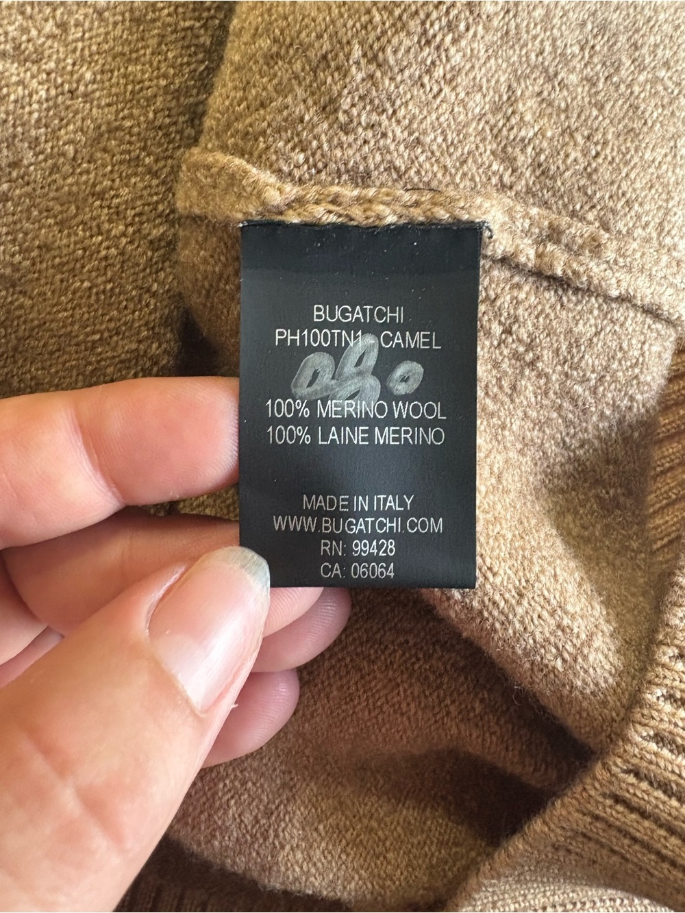 Bugatchi Merino Wool Camel Turtleneck Sweater Preppy Old Money Quiet Luxury - Picture 5 of 7